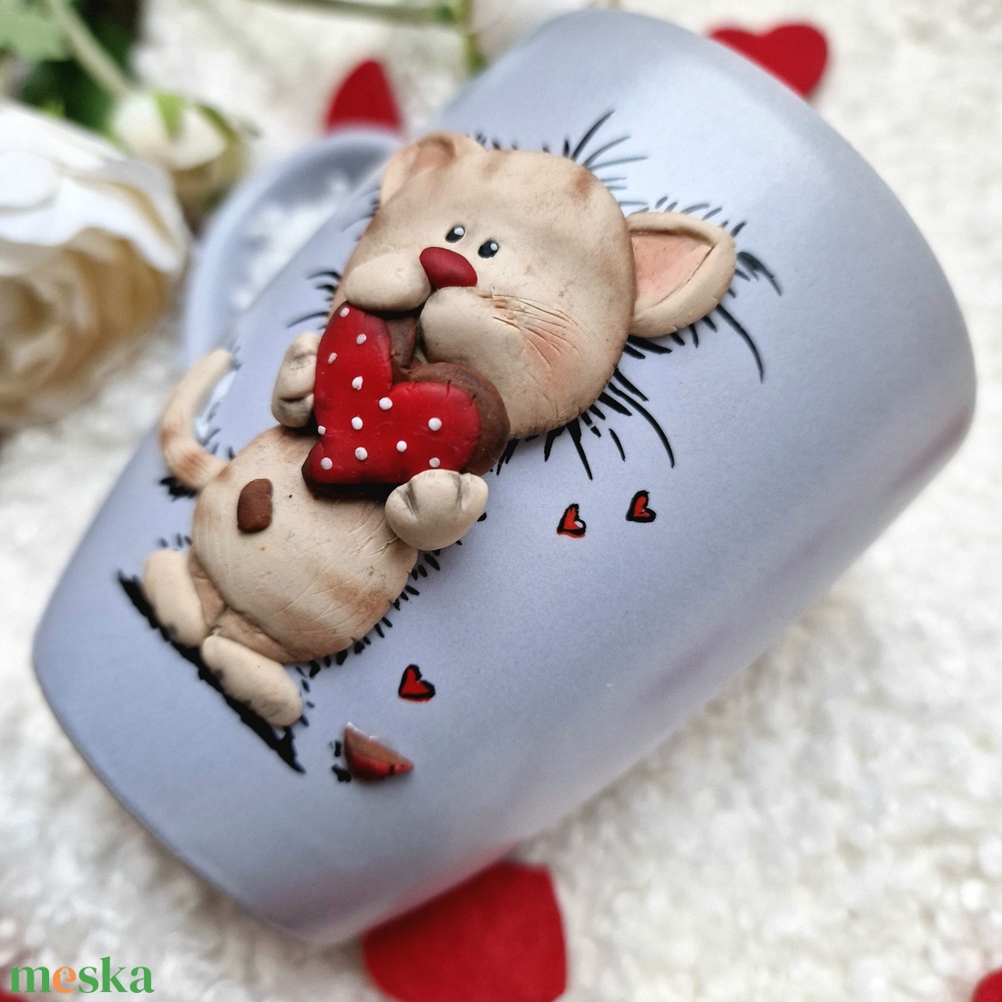 Szívpajtik kollekció - Cicás bögre - otthon & életmód - konyhafelszerelés, tálalás - tálalás - bögre & csésze - Meska.hu