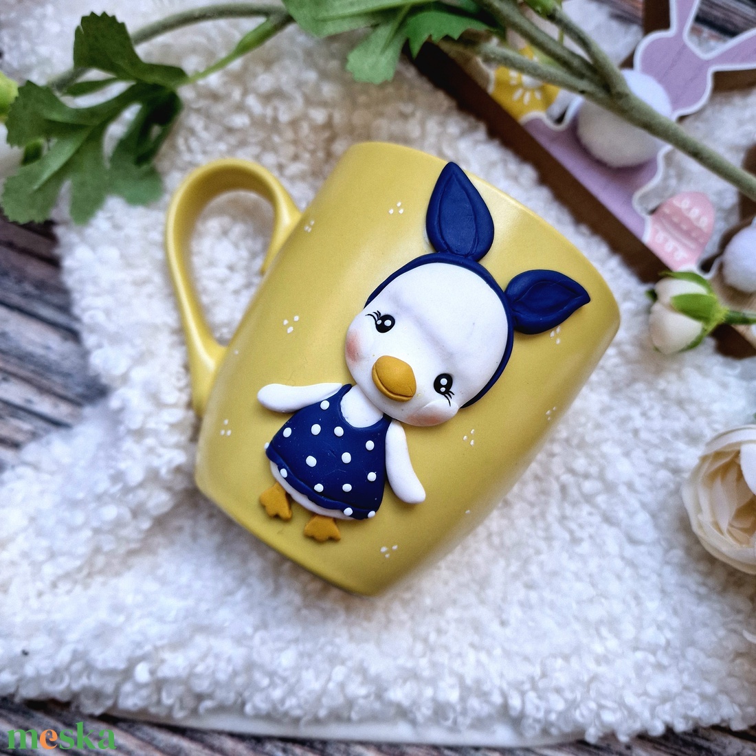 Nyuszicsibés bögre - ünnepi díszek, dekorációk - húsvéti díszek és dekorációk - húsvéti bögre - Meska.hu