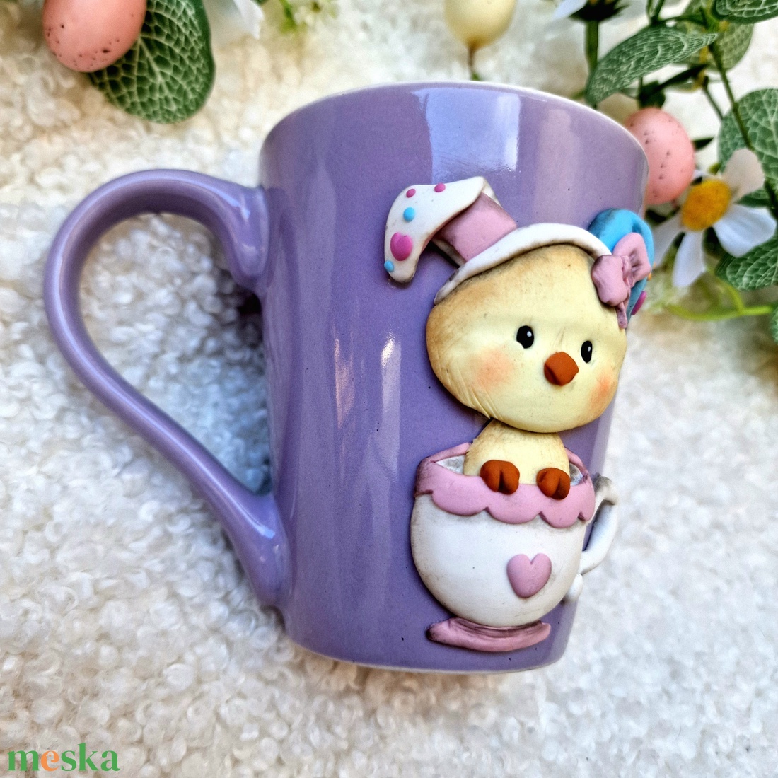 Nyuszicsibe csészében � húsvéti bögre - ünnepi díszek, dekorációk - húsvéti díszek és dekorációk - húsvéti bögre - Meska.hu