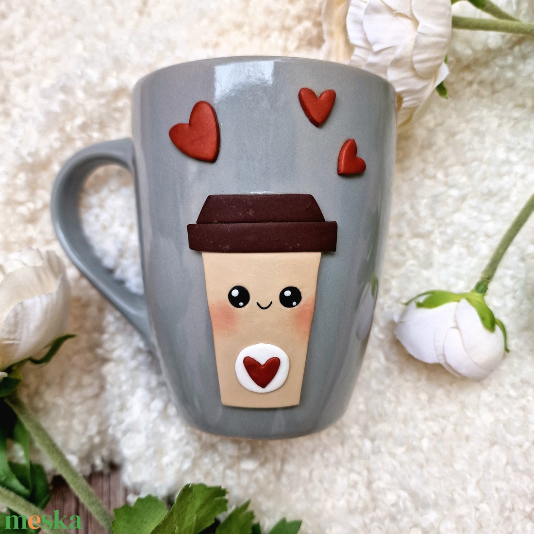 Kawaii Mosolygós Latte Bögre - otthon & életmód - konyhafelszerelés, tálalás - tálalás - bögre & csésze - Meska.hu