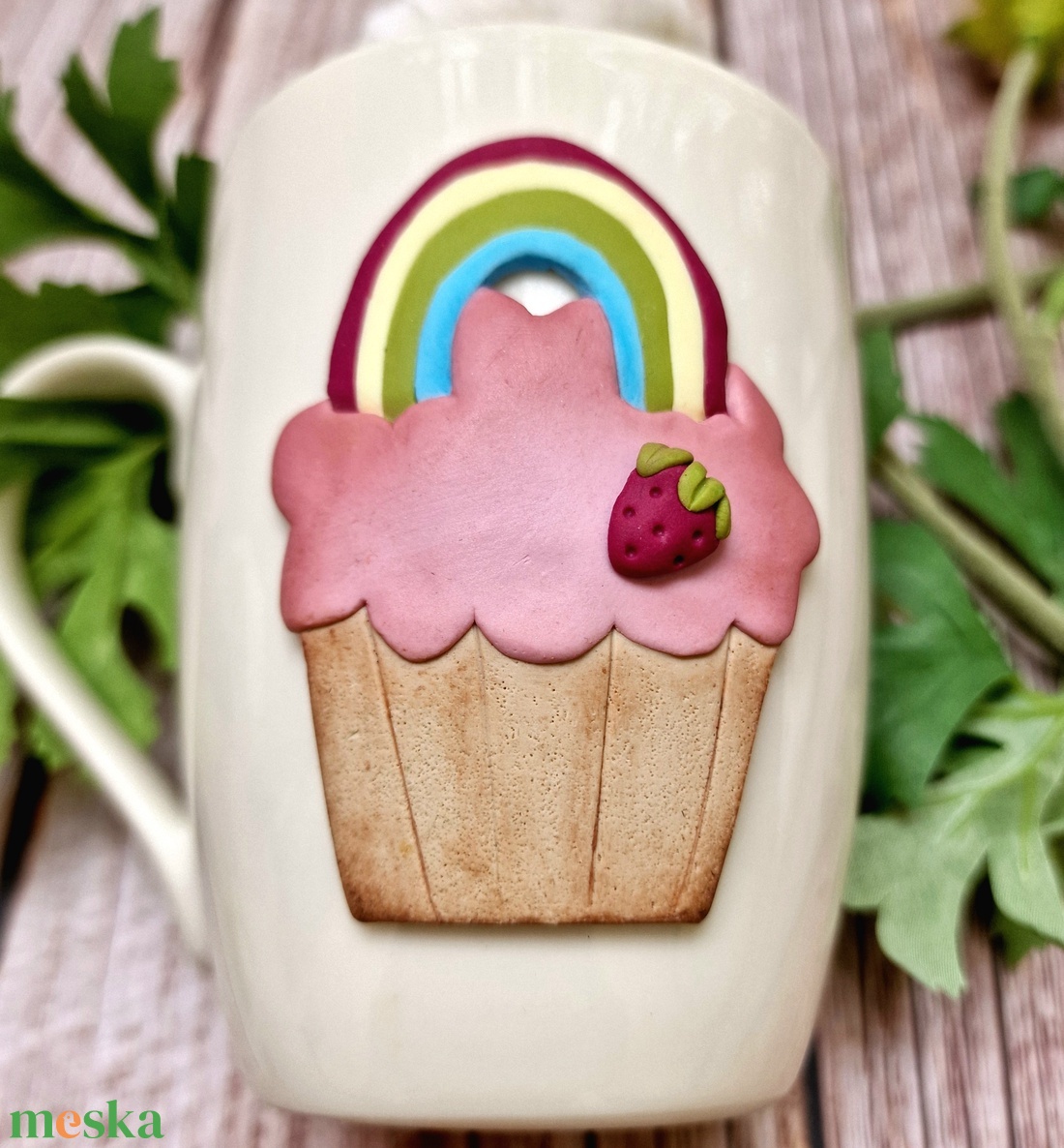 Epres Szivárvány Cupcake bögre - otthon & életmód - konyhafelszerelés, tálalás - tálalás - bögre & csésze - Meska.hu