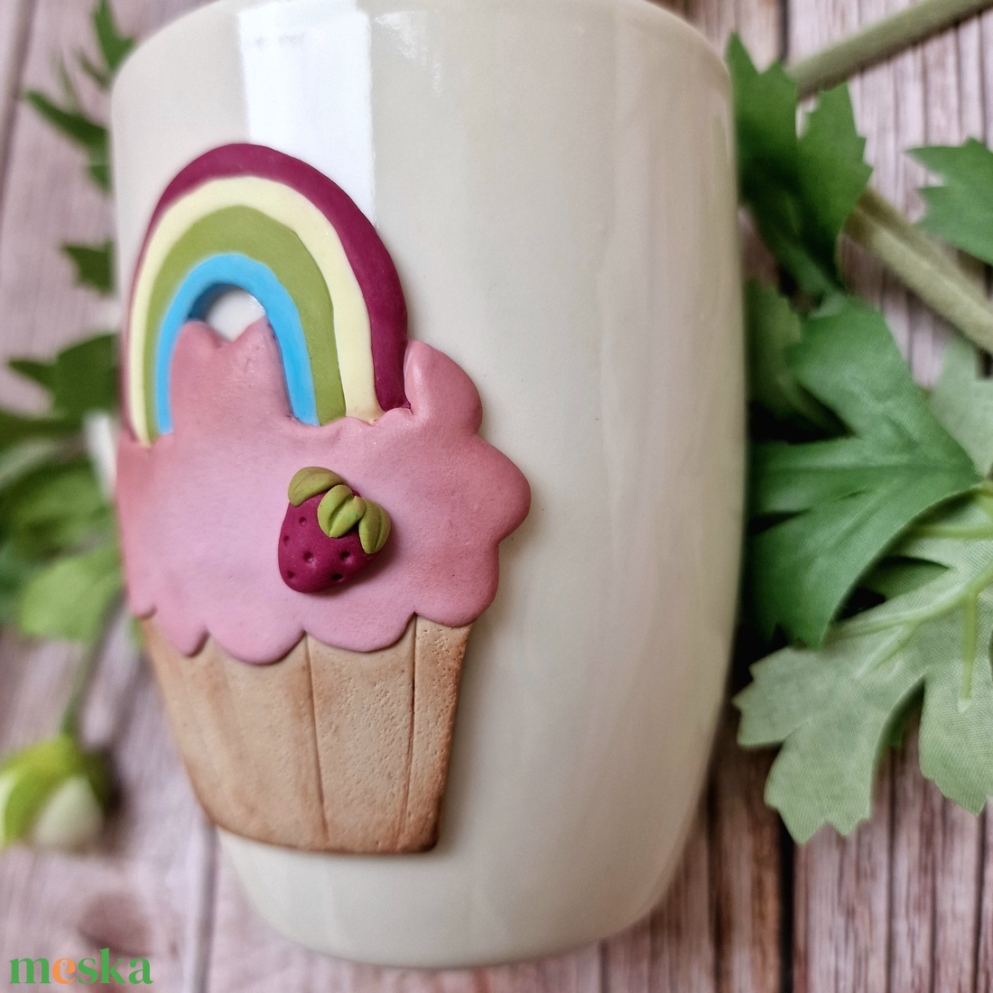 Epres Szivárvány Cupcake bögre - otthon & életmód - konyhafelszerelés, tálalás - tálalás - bögre & csésze - Meska.hu