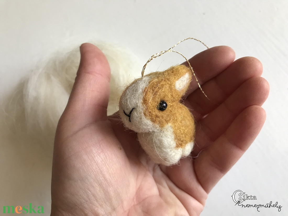 Tűnemezelt aranyos nyuszi karácsonyfa dísz - karácsony - karácsonyi lakásdekoráció - karácsonyfadíszek - Meska.hu