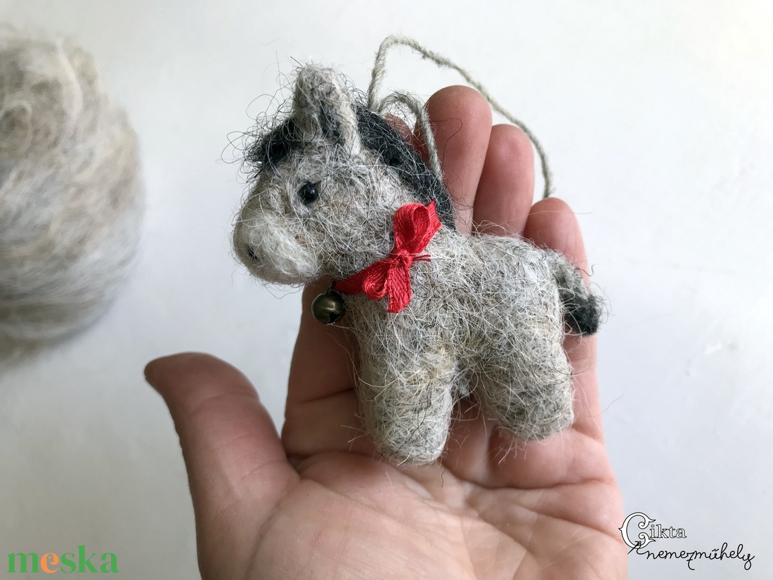 Tűnemezelt mini szamár - aranyos karácsonyfadísz - játék & sport - plüssállat & játékfigura - más figura - Meska.hu