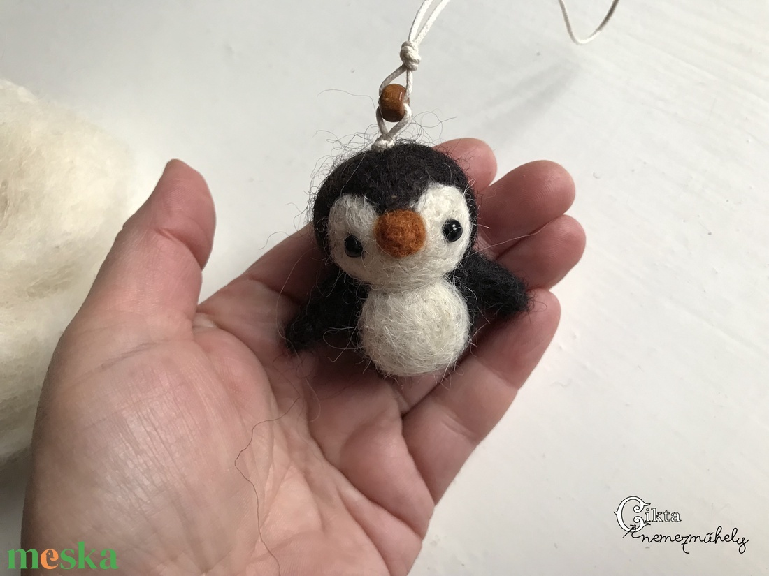 Nemez pingvin karácsonyfadísz - karácsony - karácsonyi lakásdekoráció - karácsonyfadíszek - Meska.hu