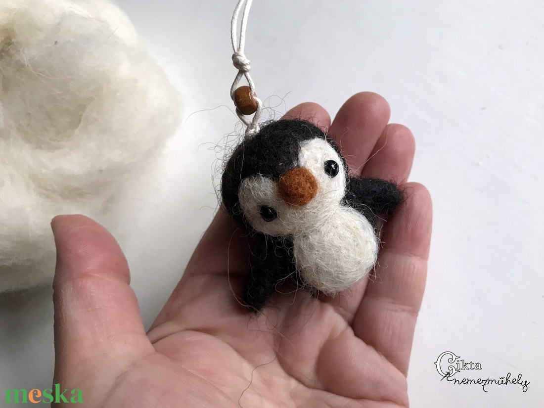 Nemez pingvin karácsonyfadísz - karácsony - karácsonyi lakásdekoráció - karácsonyfadíszek - Meska.hu