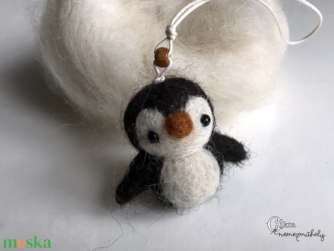 Nemez pingvin karácsonyfadísz - karácsony - karácsonyi lakásdekoráció - karácsonyfadíszek - Meska.hu