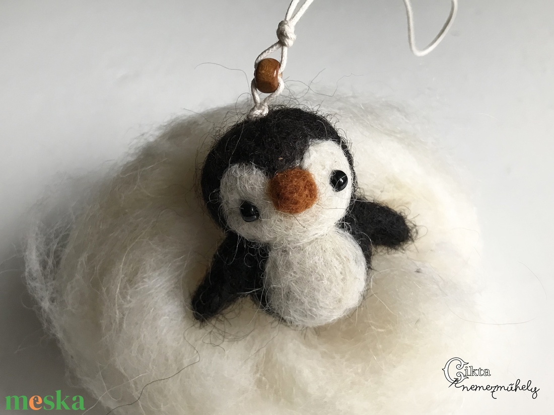 Nemez pingvin karácsonyfadísz - karácsony - karácsonyi lakásdekoráció - karácsonyfadíszek - Meska.hu