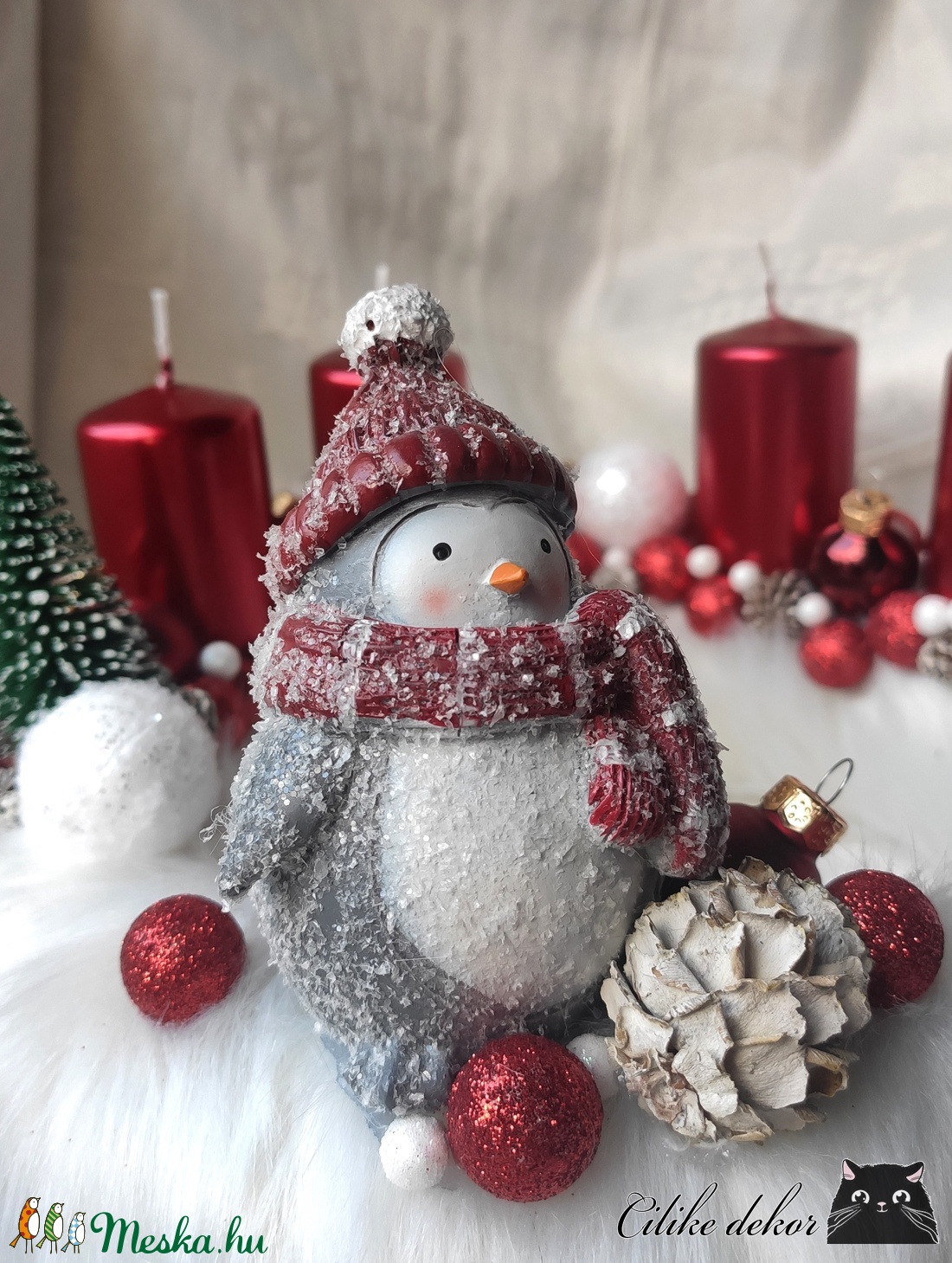 Adventi koszorú - pingvin - karácsony - adventi díszek - adventi koszorú - Meska.hu