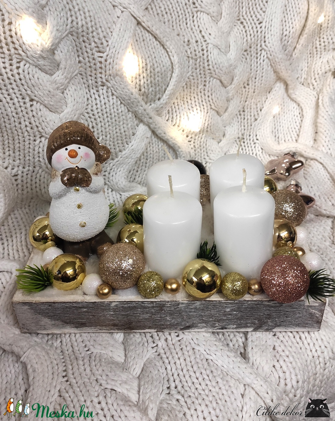 Adventi gyertyadísz, koszorú, hóemberes - karácsony - adventi díszek - adventi gyertyadíszek és koszorúdíszek - Meska.hu