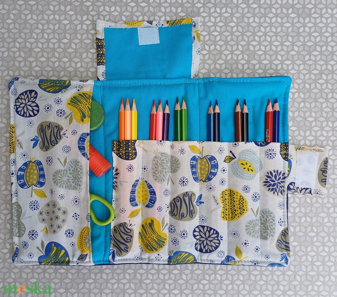 Textil zsebes tároló - otthon & életmód - papír, írószer - tolltartó & ceruzatekercs - Meska.hu