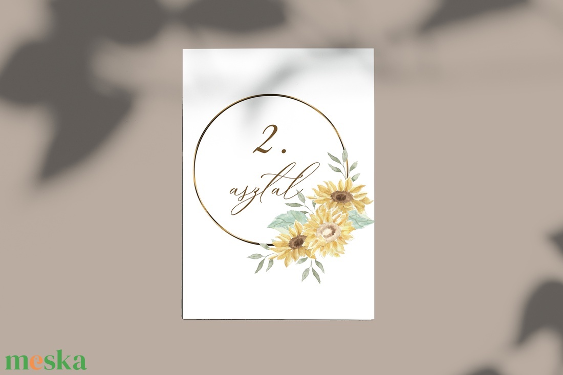 Asztalszám (Sunflower- E20) - esküvő - meghívó & kártya - meghívó - Meska.hu
