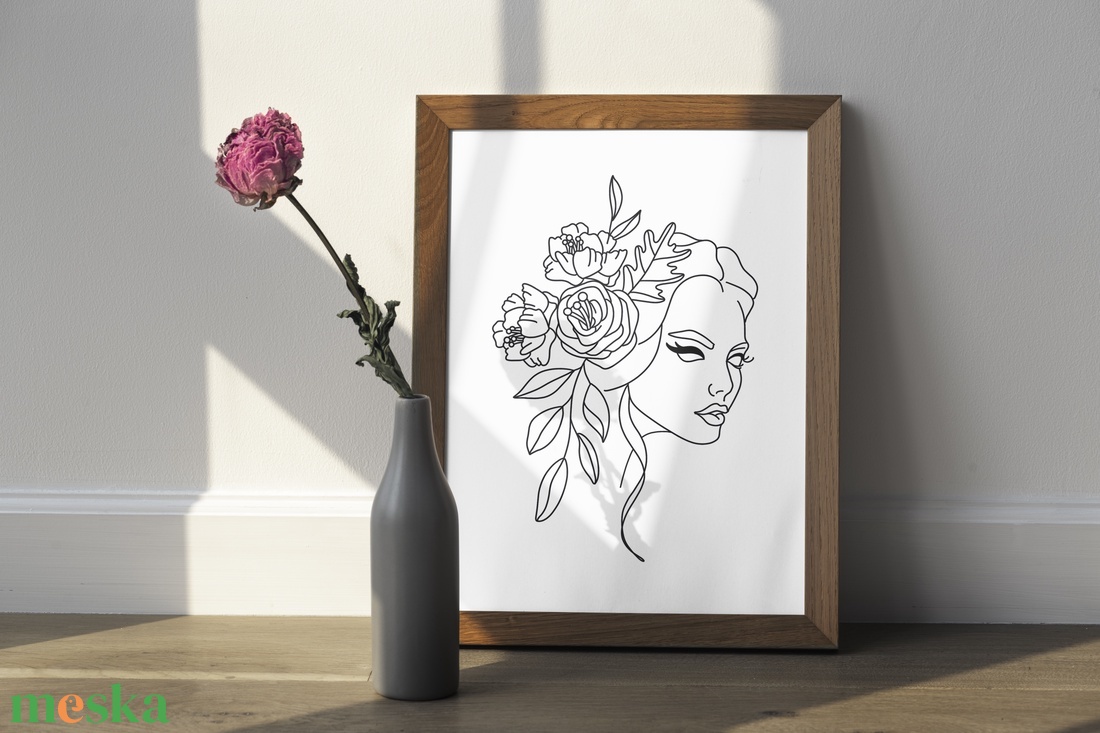 Női arc falikép (line art - vonalrajz) - otthon & életmód - dekoráció - kép & falikép - üvegkép - Meska.hu