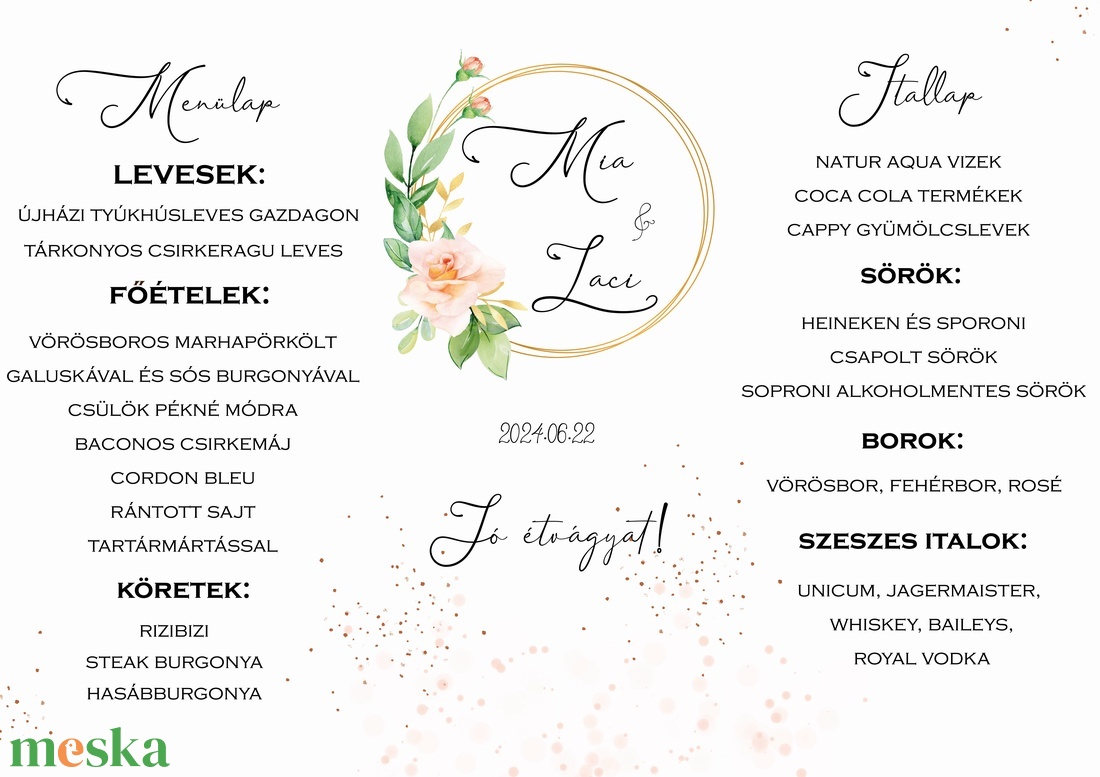 Menülap és itallap (Peach Blossom E3) - esküvő - meghívó & kártya - meghívó - Meska.hu Menülap és itallap (Peach Blossom E3) - esküvő - meghívó & kártya - meghívó - Meska.hu