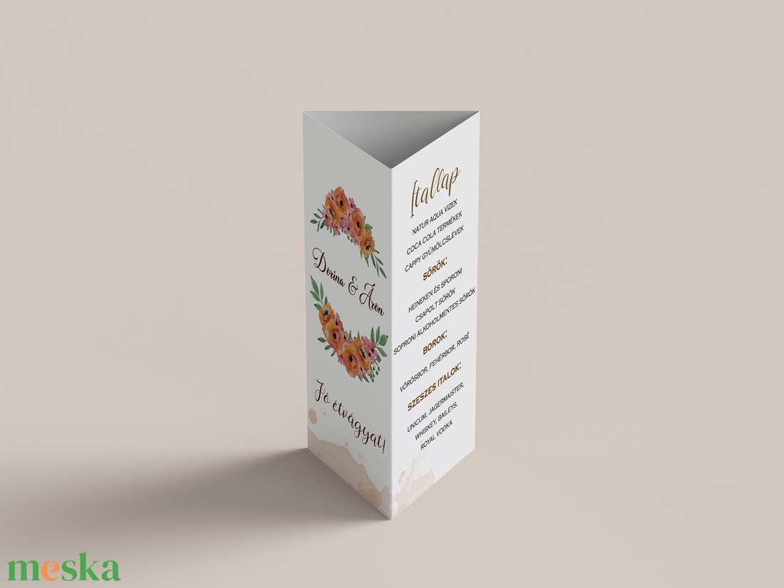 Menülap és itallap (Floral E19) - esküvő - meghívó & kártya - meghívó - Meska.hu Menülap és itallap (Floral E19) - esküvő - meghívó & kártya - meghívó - Meska.hu