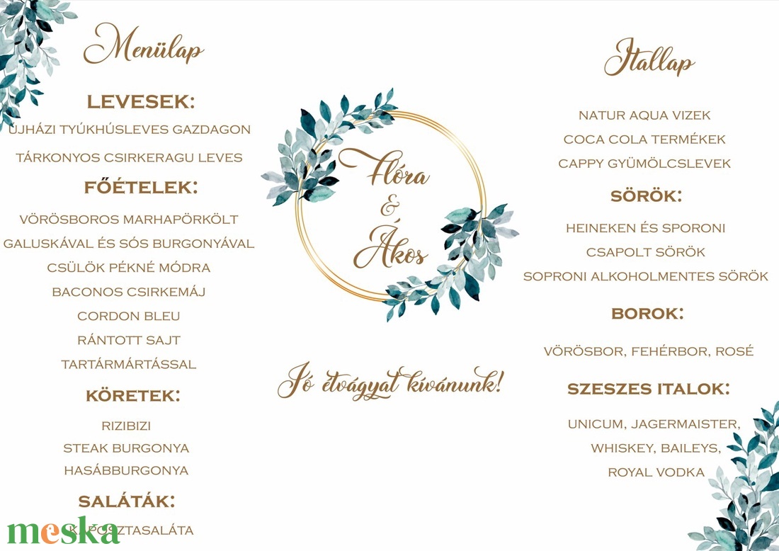 Menülap és itallap (Natural Wedding E23) - esküvő - meghívó & kártya - meghívó - Meska.hu Menülap és itallap (Natural Wedding E23) - esküvő - meghívó & kártya - meghívó - Meska.hu