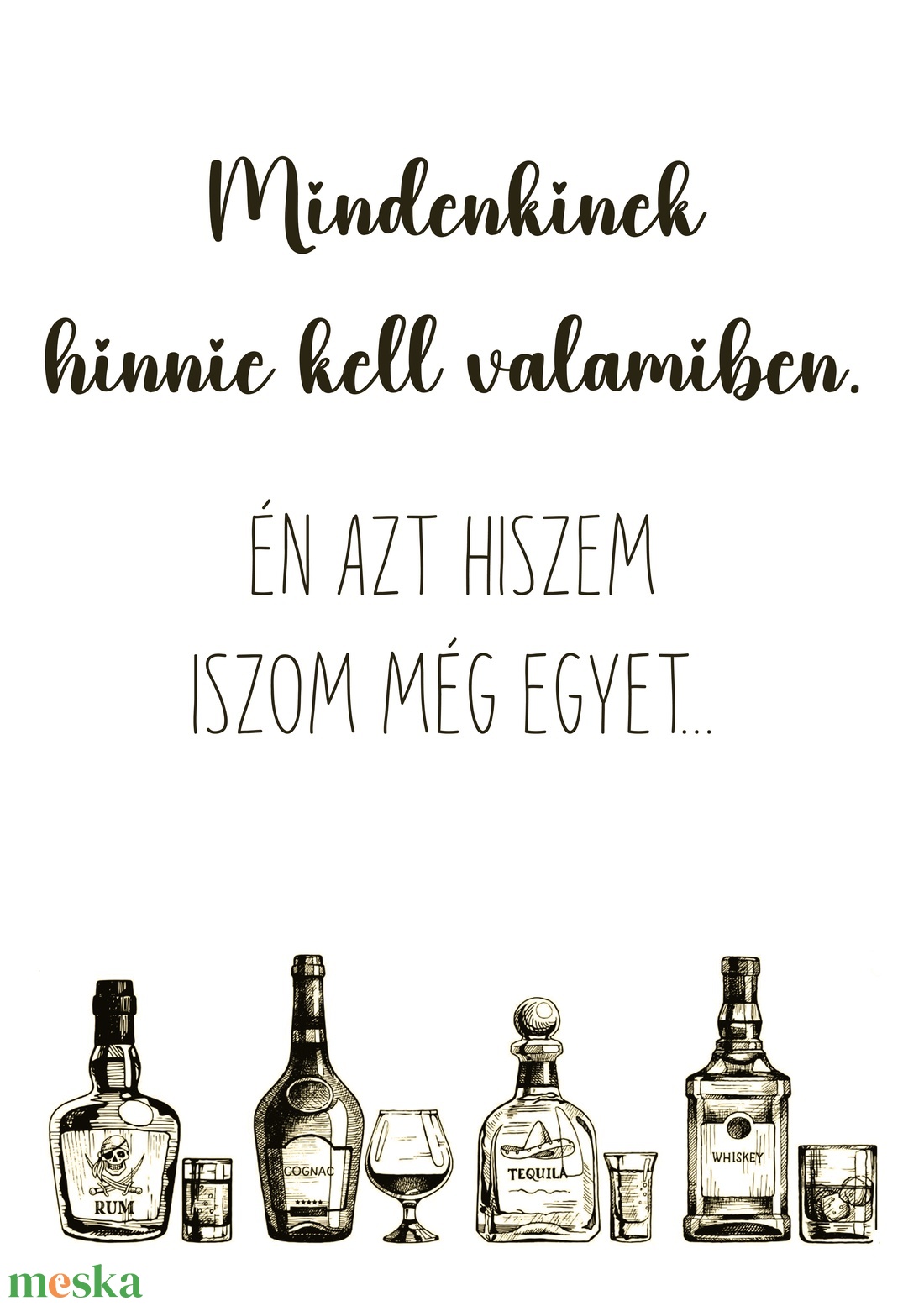 Esküvői kép - Mindenkinek hinnie kell valamiben. Én azt hiszem, iszom még egyet - otthon & életmód - dekoráció - kép & falikép - üvegkép - Meska.hu
