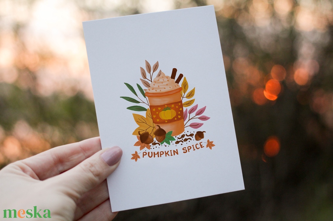 Pumpkin spice őszi képeslap borítékkal - karácsony - karácsonyi ajándékozás - karácsonyi képeslap, üdvözlőlap, ajándékkísérő - Meska.hu Pumpkin spice őszi képeslap borítékkal - karácsony - karácsonyi ajándékozás - karácsonyi képeslap, üdvözlőlap, ajándékkísérő - Meska.hu