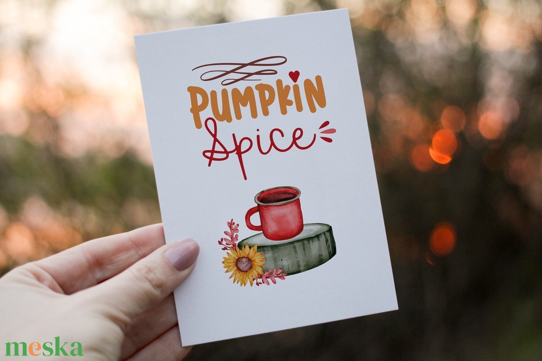Pumpkin spice őszi képeslap borítékkal - karácsony - karácsonyi ajándékozás - karácsonyi képeslap, üdvözlőlap, ajándékkísérő - Meska.hu Pumpkin spice őszi képeslap borítékkal - karácsony - karácsonyi ajándékozás - karácsonyi képeslap, üdvözlőlap, ajándékkísérő - Meska.hu