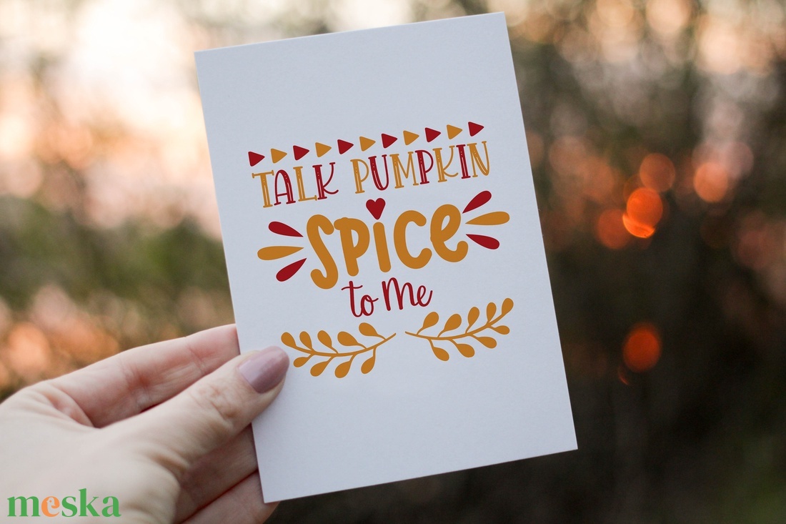 Talk Pumpkin Spice to Me képeslap borítékkal - karácsony - karácsonyi ajándékozás - karácsonyi képeslap, üdvözlőlap, ajándékkísérő - Meska.hu