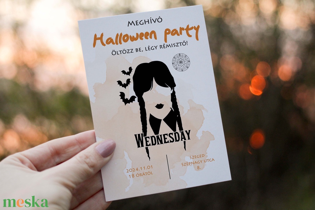 Wednesday Halloween party meghívó - Jelmezes buli - otthon & életmód - dekoráció - halloween - halloweeni meghívó, képeslap, ajándékkísérő - Meska.hu Wednesday Halloween party meghívó - Jelmezes buli - otthon & életmód - dekoráció - halloween - halloweeni meghívó, képeslap, ajándékkísérő - Meska.hu