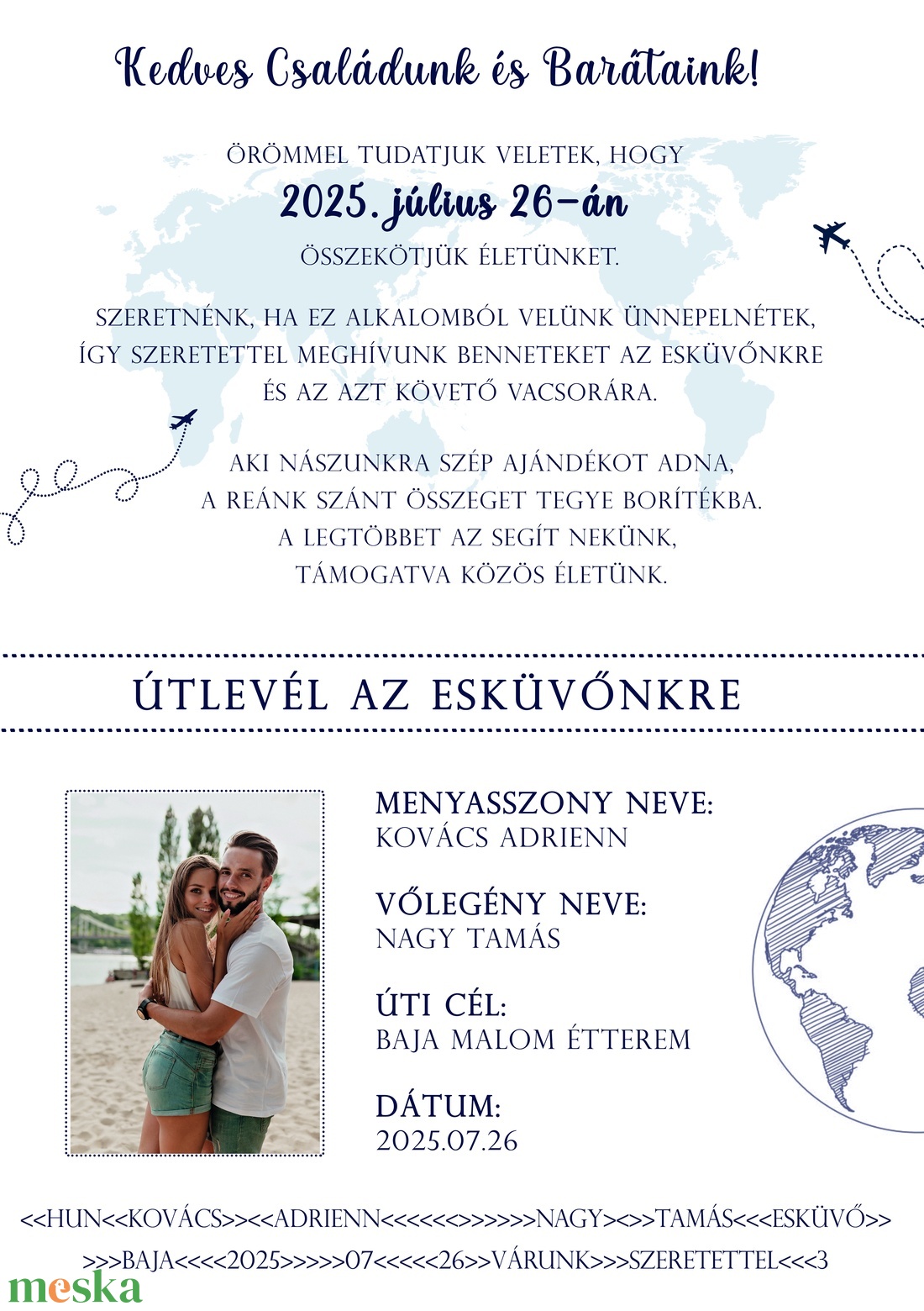 Kék ég esküvői útlevél meghívó (E31) - esküvő - meghívó & kártya - meghívó - Meska.hu