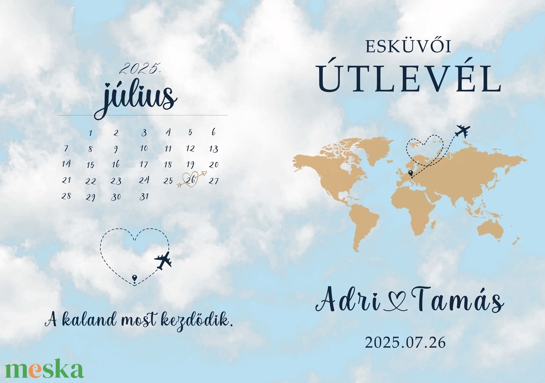 Kék ég esküvői útlevél meghívó (E31) - esküvő - meghívó & kártya - meghívó - Meska.hu