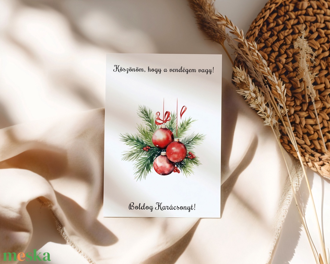 Vendégajándék - karácsonyi gömbök - karácsony - karácsonyi ajándékozás - karácsonyi képeslap, üdvözlőlap, ajándékkísérő - Meska.hu