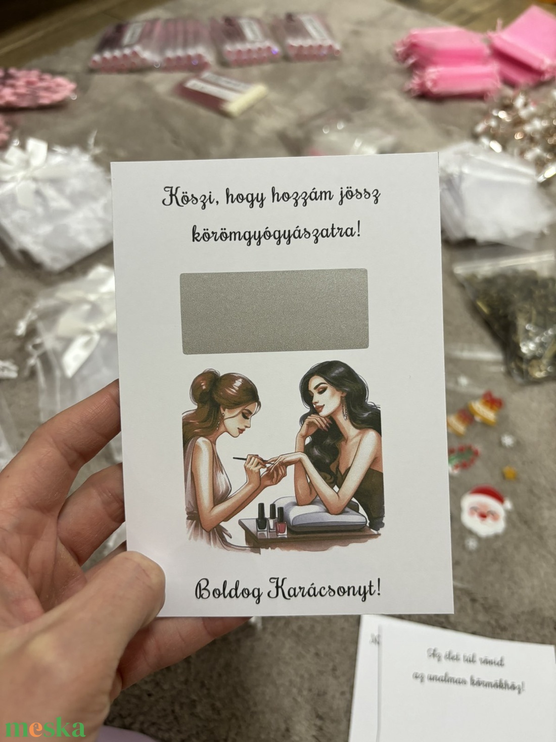 Vendégajándék - műkörmösöknek kaparós felülettel! - Saját szöveggel kérhető! - karácsony - karácsonyi ajándékozás - karácsonyi képeslap, üdvözlőlap, ajándékkísérő - Meska.hu Vendégajándék - műkörmösöknek kaparós felülettel! - Saját szöveggel kérhető! - karácsony - karácsonyi ajándékozás - karácsonyi képeslap, üdvözlőlap, ajándékkísérő - Meska.hu