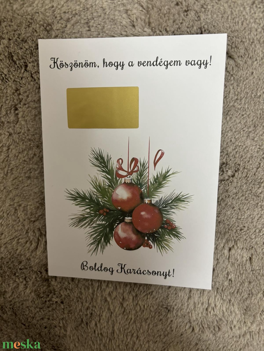 Vendégajándék - karácsonyi gömbök kaparós felülettel! - Saját szöveg kérhető a kaparós felület alá! - karácsony - karácsonyi ajándékozás - karácsonyi képeslap, üdvözlőlap, ajándékkísérő - Meska.hu