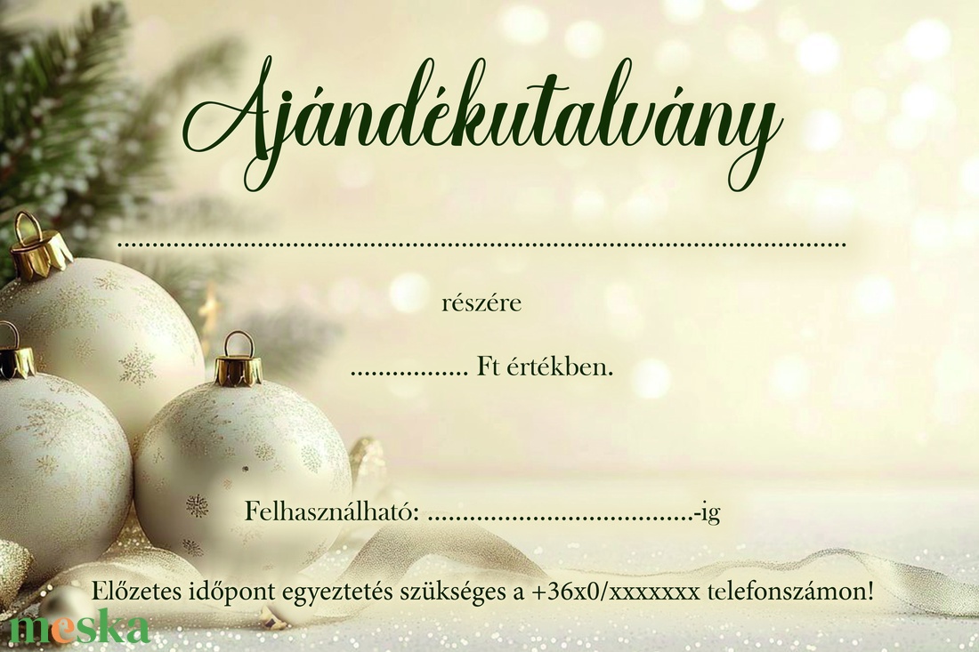 Ajándékutalvány - Karácsony - saját logóval kérhető - otthon & életmód - papír, írószer - egyedi szerkesztés - Meska.hu