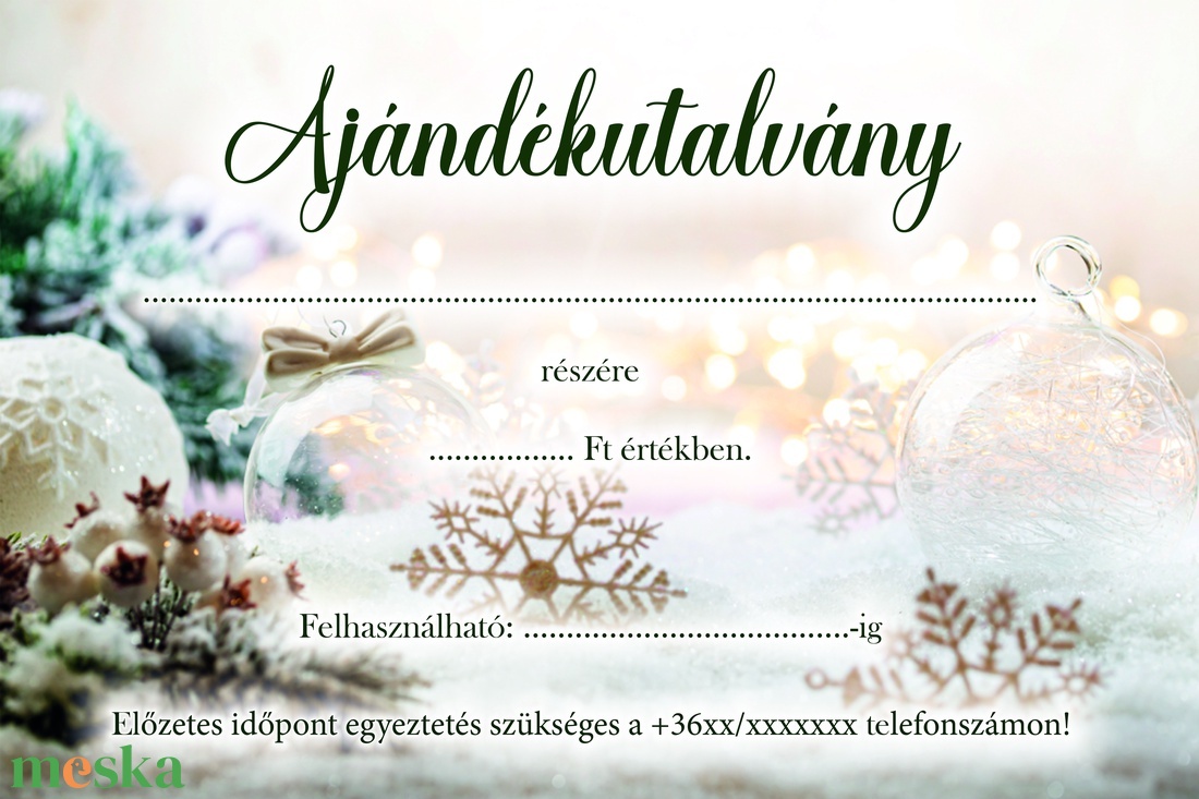 Ajándékutalvány - Karácsony - saját logóval kérhető - otthon & életmód - papír, írószer - egyedi szerkesztés - Meska.hu