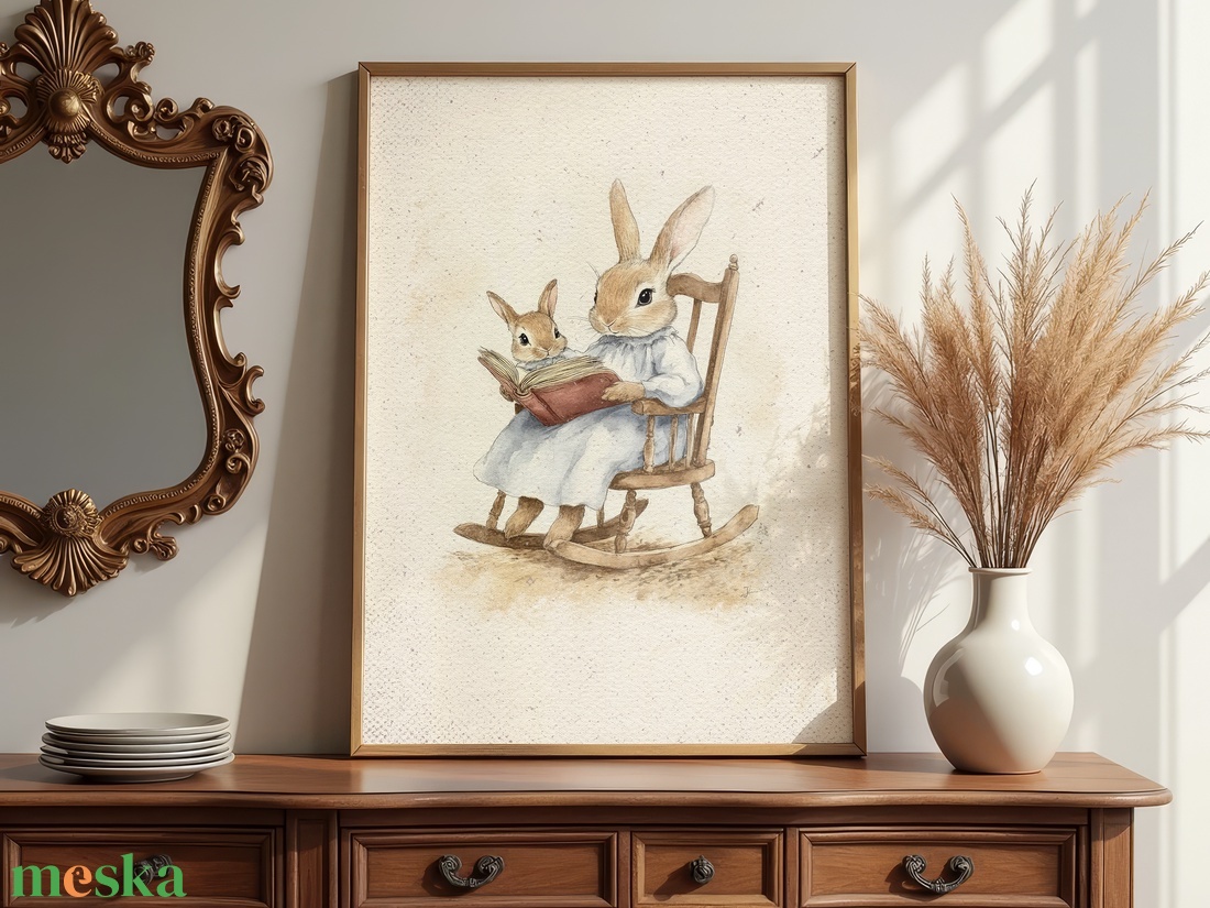 Baba/Gyermekszoba falikép - Vintage - Esti mese (V21) - otthon & életmód - babaszoba, gyerekszoba - babaszoba kép - Meska.hu