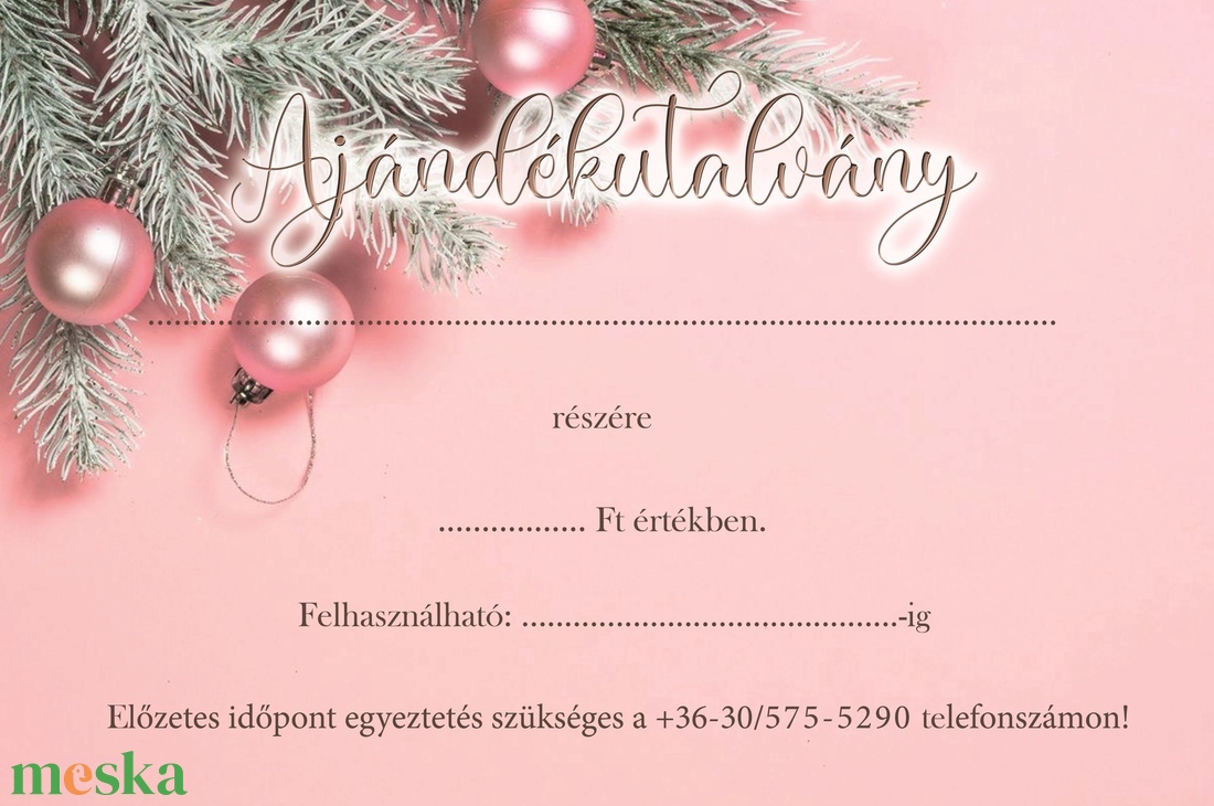 Ajándékutalvány - babarózsaszín faágas - otthon & életmód - papír, írószer - egyedi szerkesztés - Meska.hu