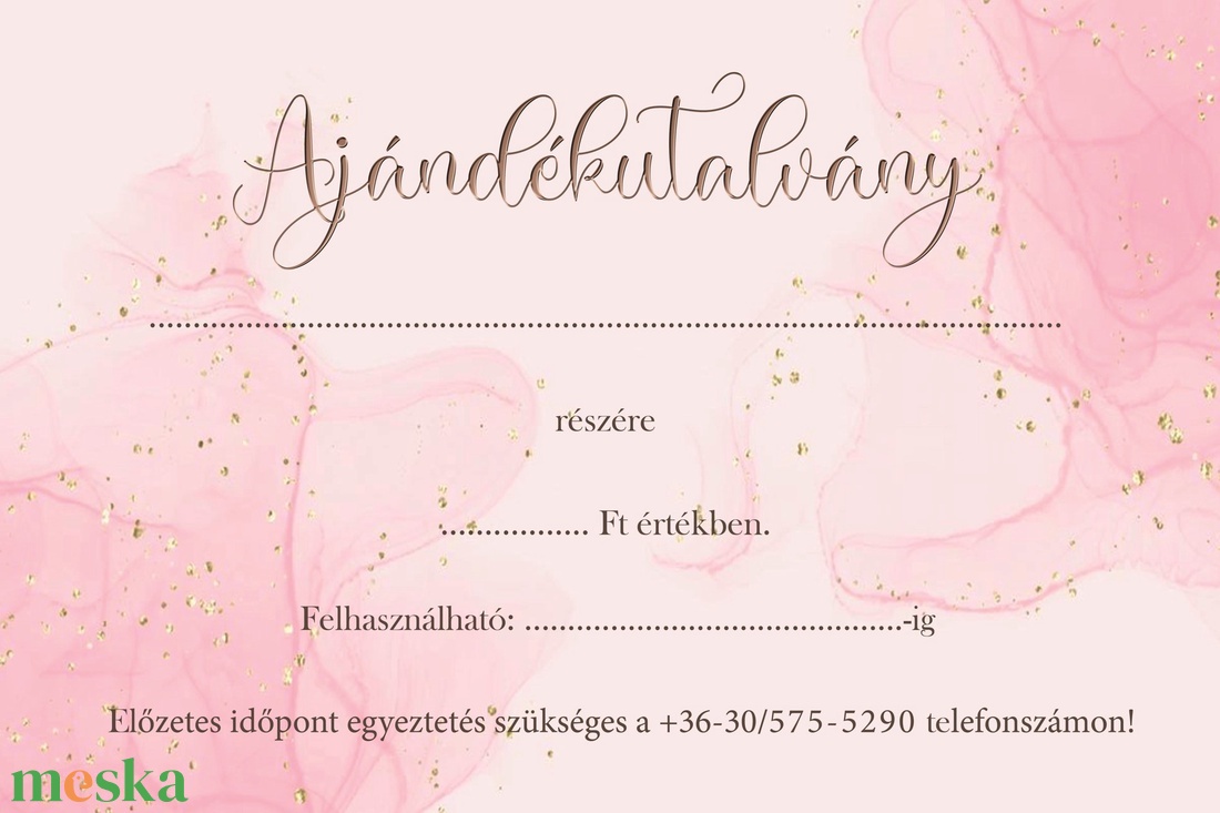 Ajándékutalvány - babarózsaszín-arany márvány - otthon & életmód - papír, írószer - egyedi szerkesztés - Meska.hu