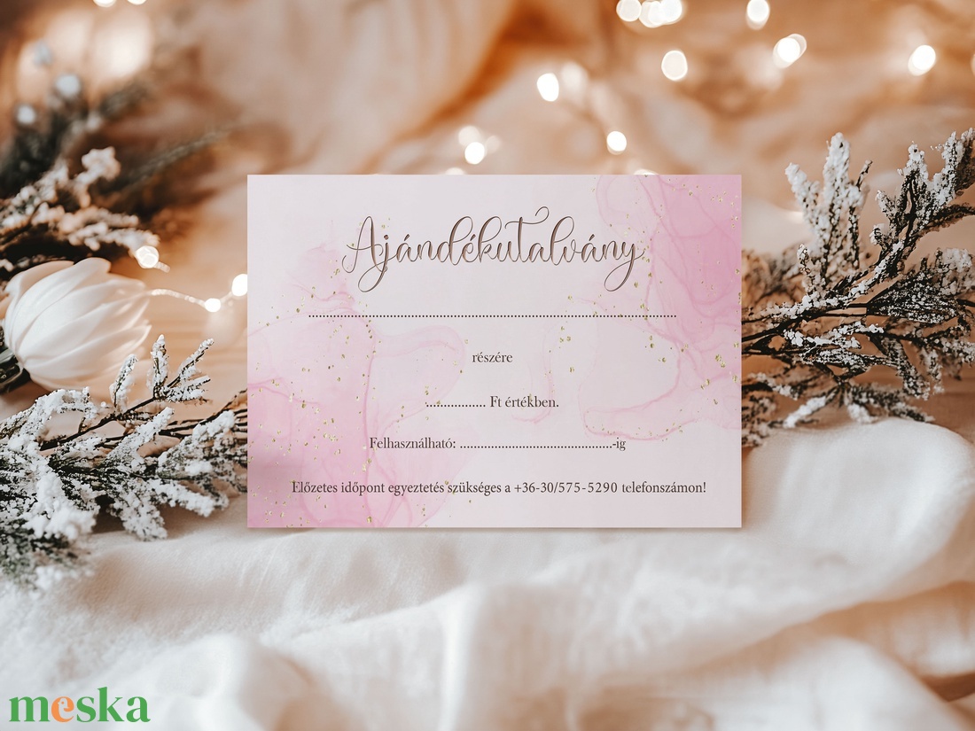 Ajándékutalvány - babarózsaszín-arany márvány - otthon & életmód - papír, írószer - egyedi szerkesztés - Meska.hu