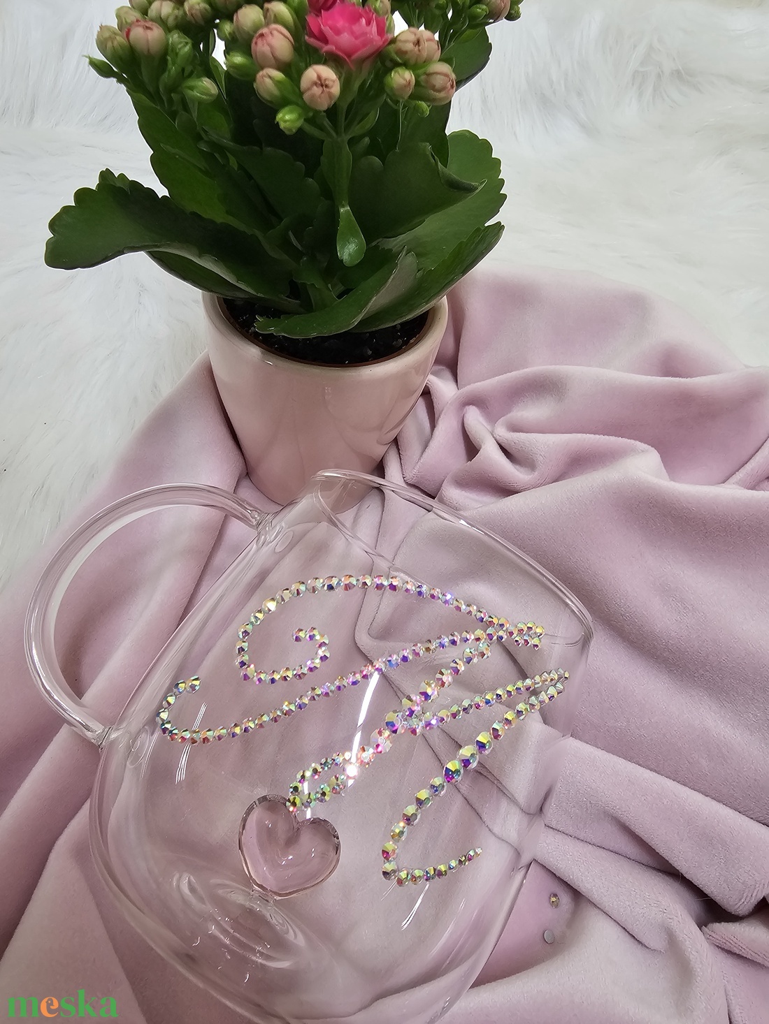 Strasszköves egyedi üvegbögre - otthon & életmód - konyhafelszerelés, tálalás - tálalás - bögre & csésze - Meska.hu