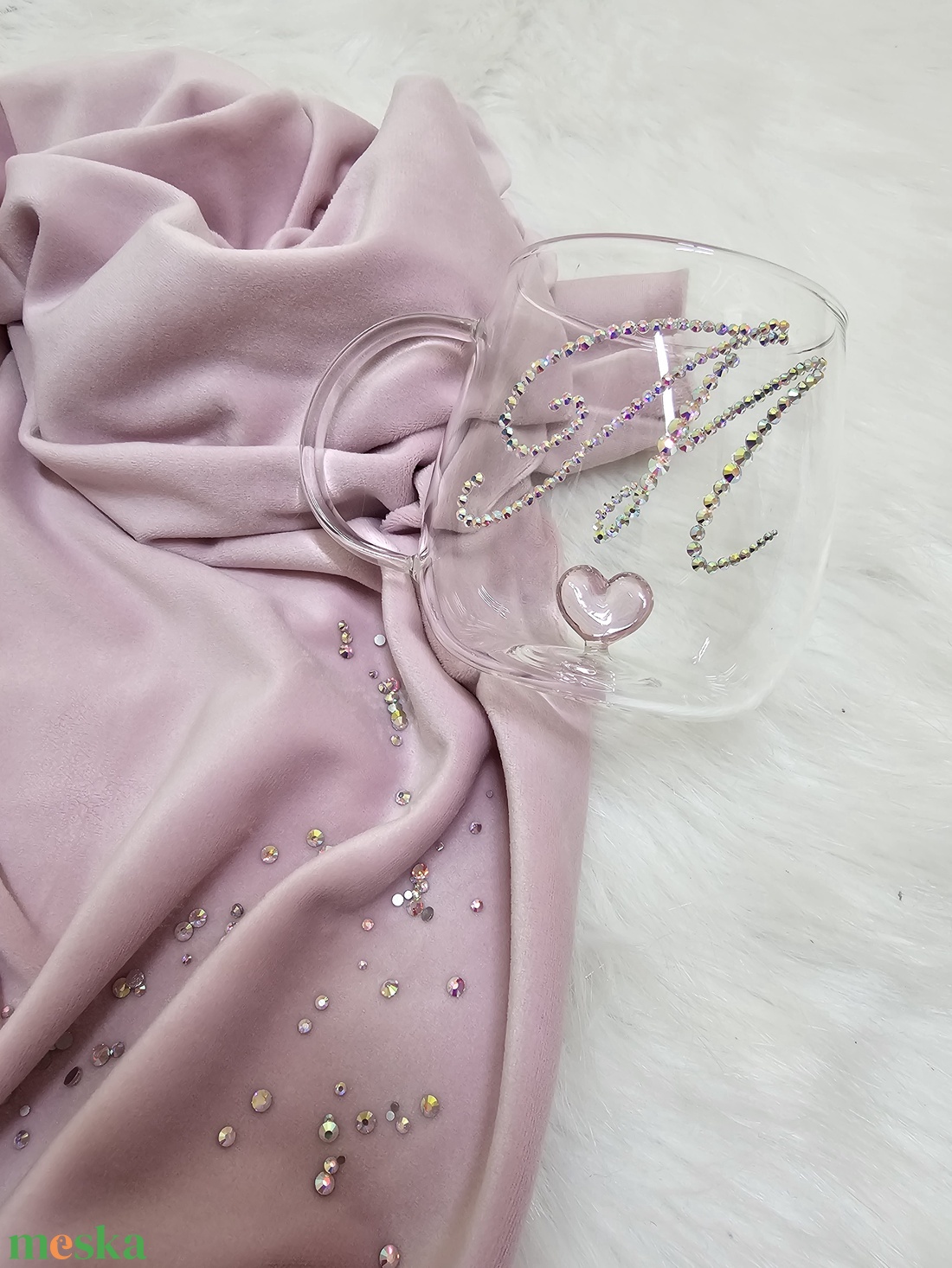 Strasszköves egyedi üvegbögre - otthon & életmód - konyhafelszerelés, tálalás - tálalás - bögre & csésze - Meska.hu