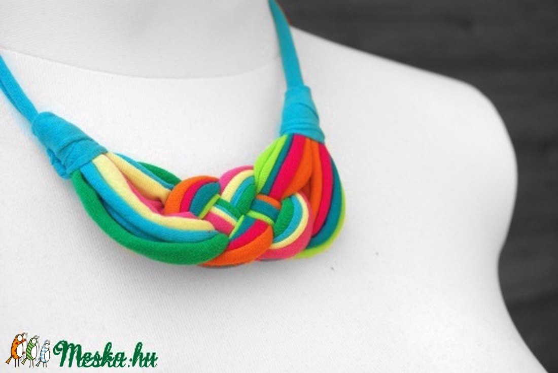 Papagáj színű  textil, sokszálas nyaklánc - SUMMER EDITION -  - Meska.hu