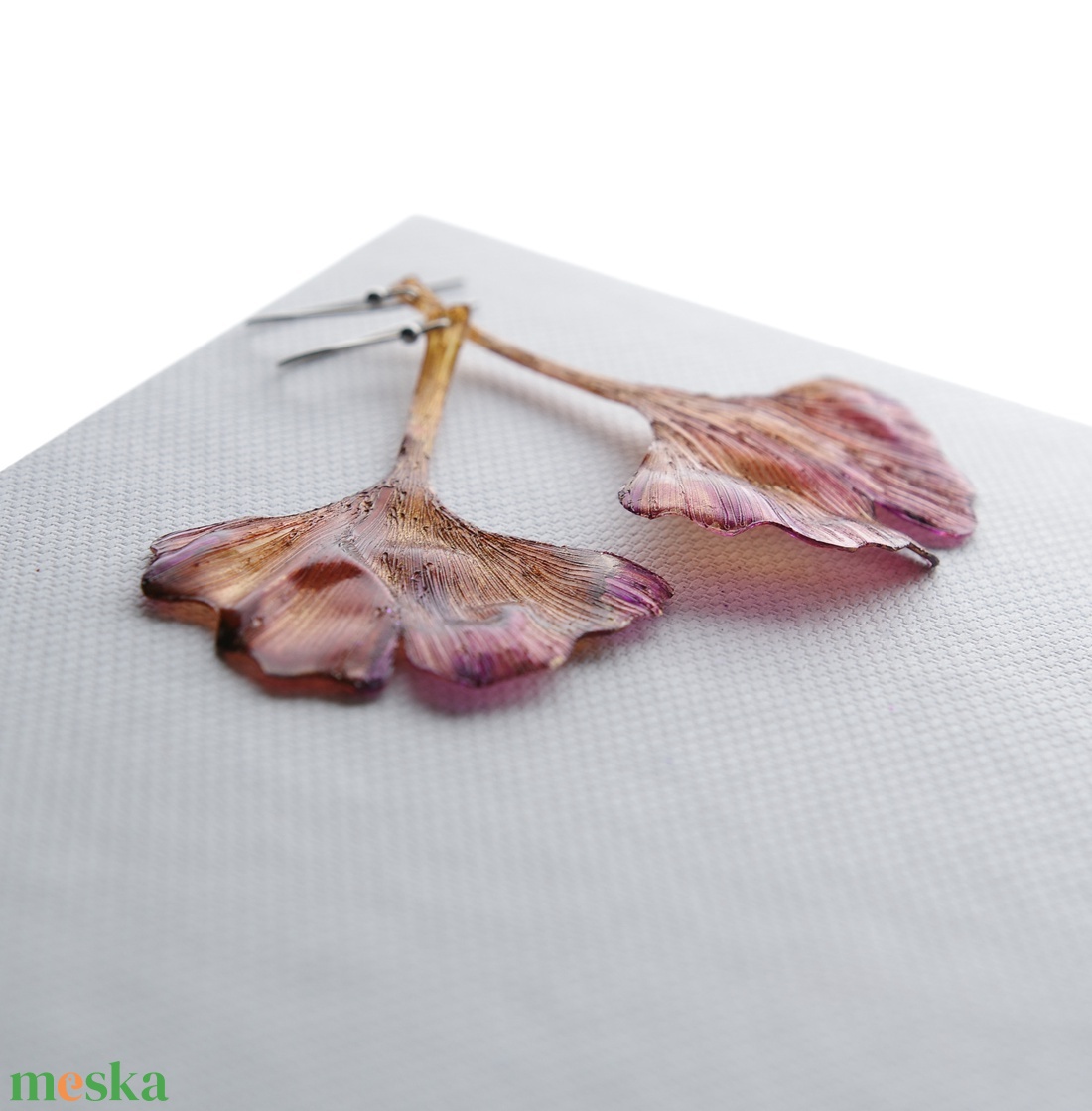 Ginkgo fülbevaló - fenntartható ékszer - ékszer - fülbevaló - lógó fülbevaló - Meska.hu