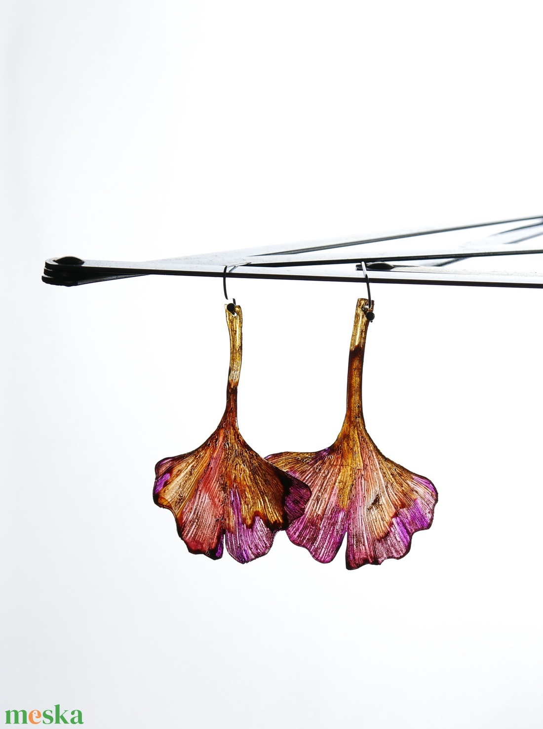 Ginkgo fülbevaló - fenntartható ékszer - ékszer - fülbevaló - lógó fülbevaló - Meska.hu