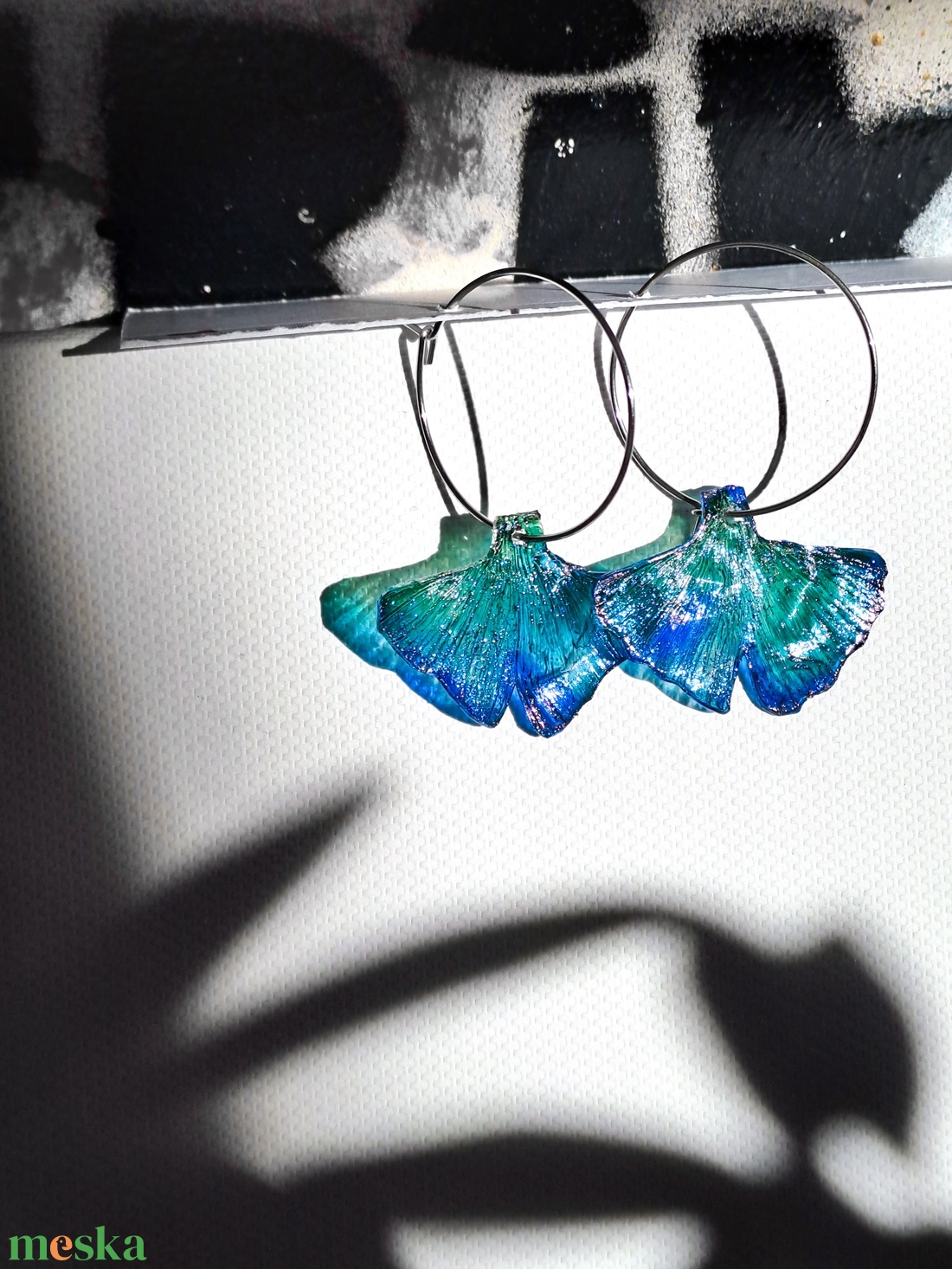 Ginkgo fülbevaló - fenntartható ékszer - ékszer - fülbevaló - lógó fülbevaló - Meska.hu