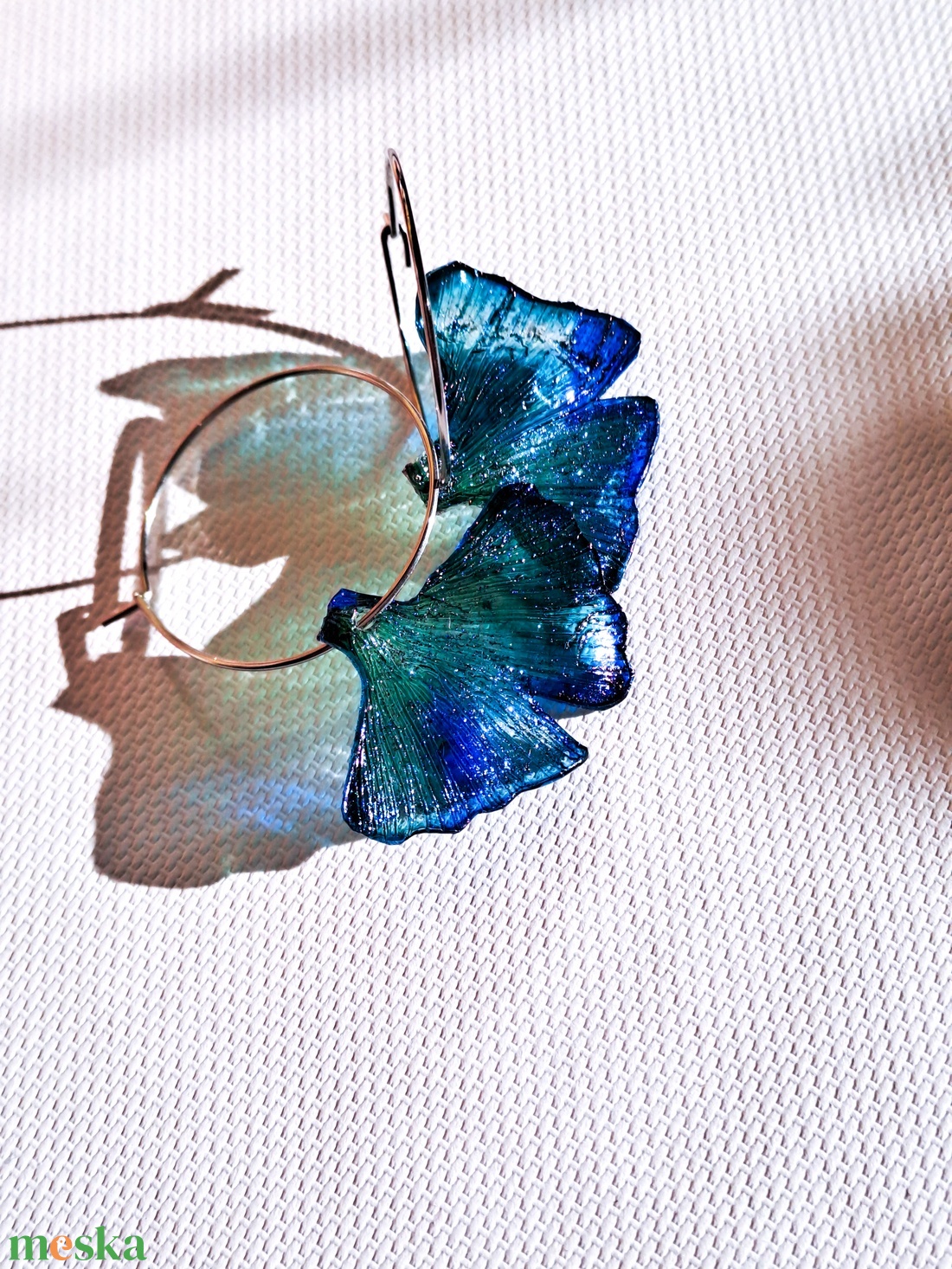 Ginkgo fülbevaló - fenntartható ékszer - ékszer - fülbevaló - lógó fülbevaló - Meska.hu