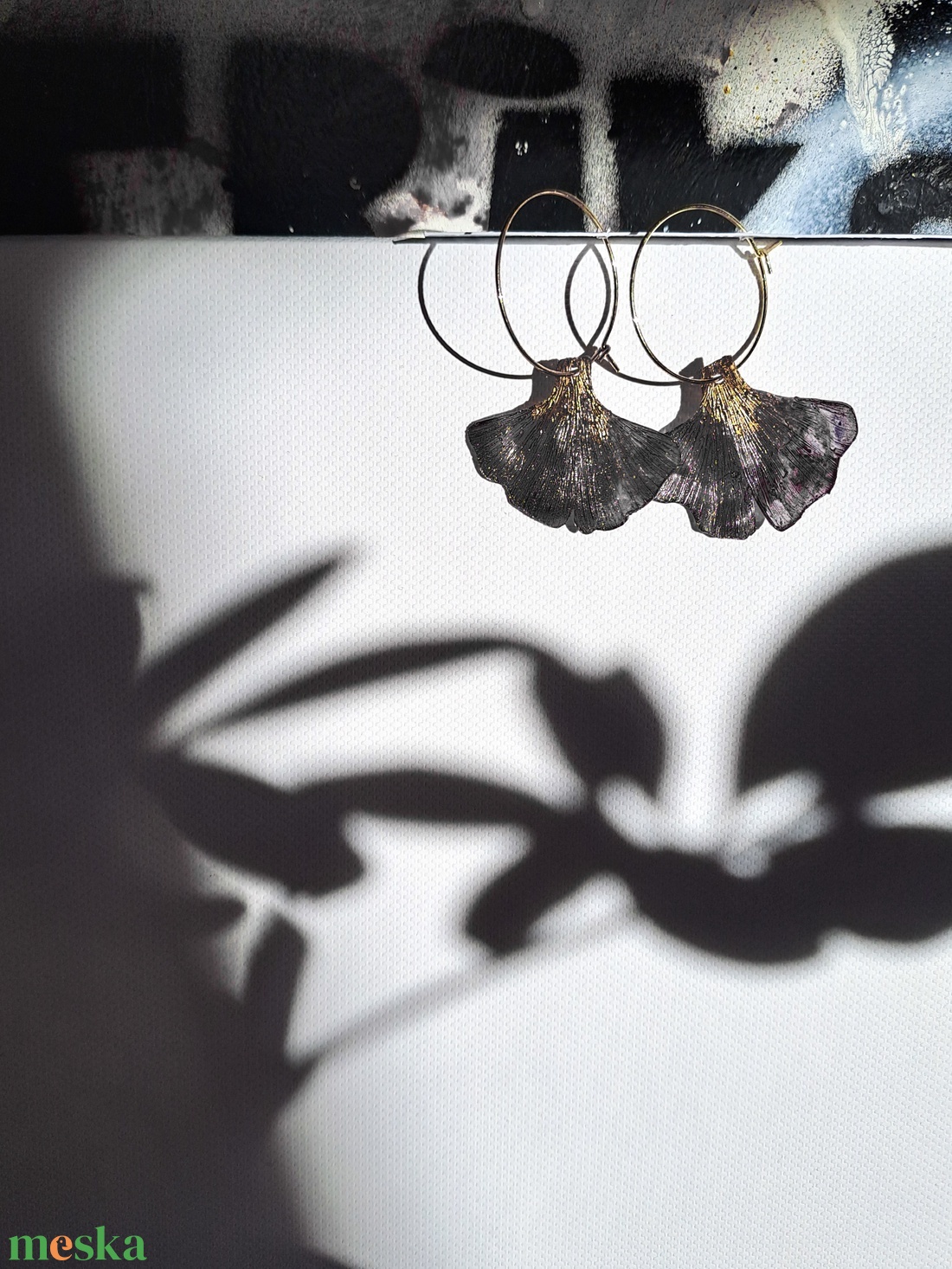 Ginkgo fülbevaló - fenntartható ékszer - ékszer - fülbevaló - lógó fülbevaló - Meska.hu