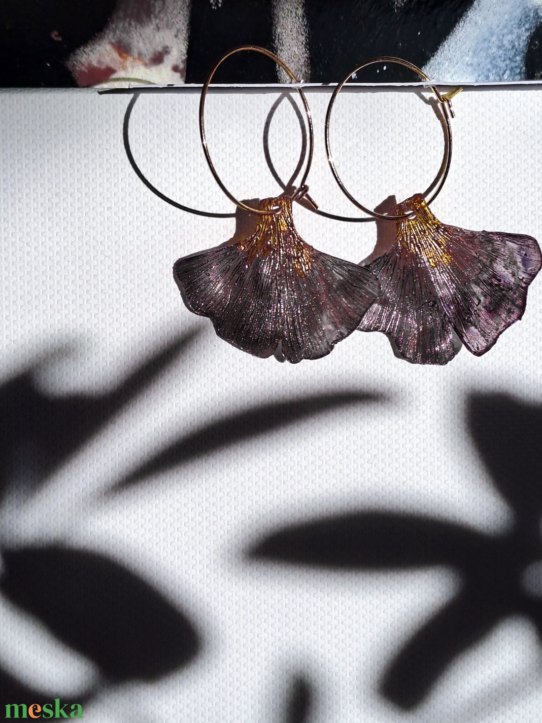 Ginkgo fülbevaló - fenntartható ékszer - ékszer - fülbevaló - lógó fülbevaló - Meska.hu