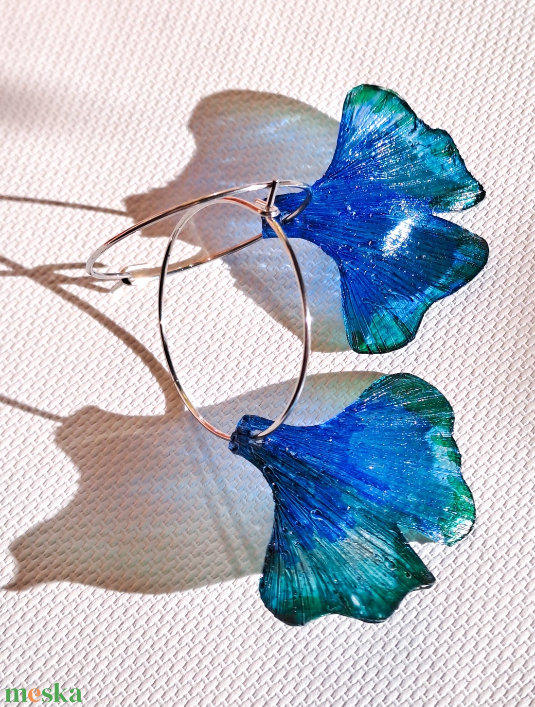 Ginkgo fülbevaló - fenntartható ékszer - ékszer - fülbevaló - lógó fülbevaló - Meska.hu