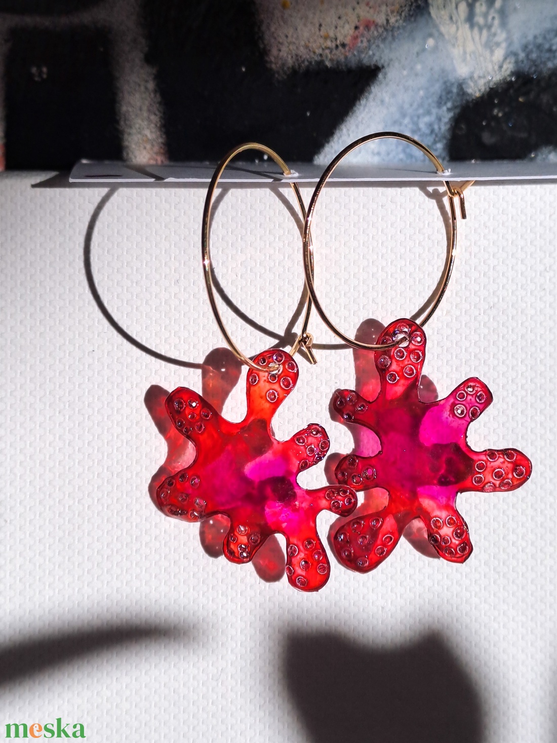 Amőba fülbevaló - fenntartható ékszer - ékszer - fülbevaló - lógó fülbevaló - Meska.hu