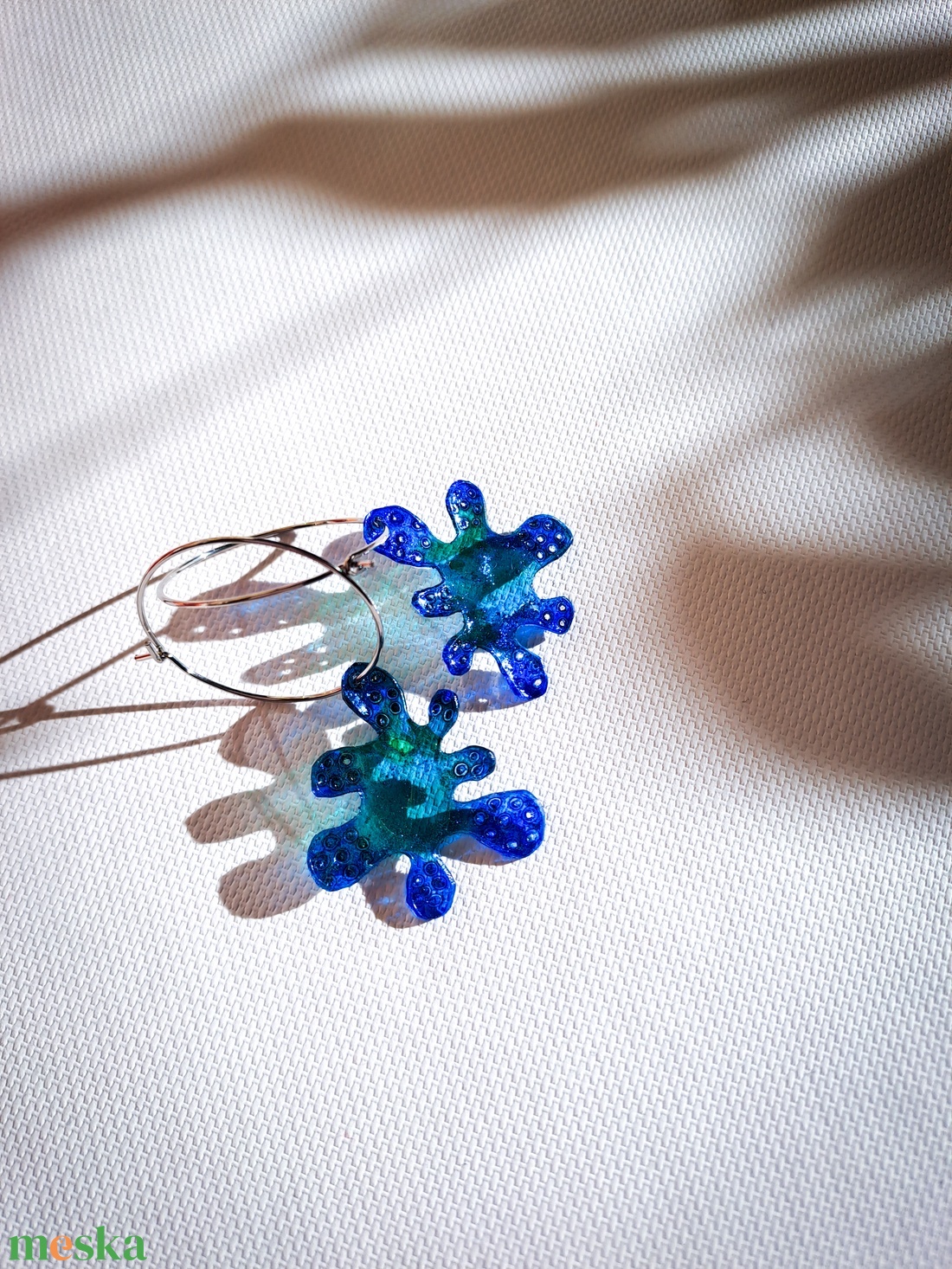 Amőba fülbevaló - fenntartható ékszer - ékszer - fülbevaló - lógó fülbevaló - Meska.hu