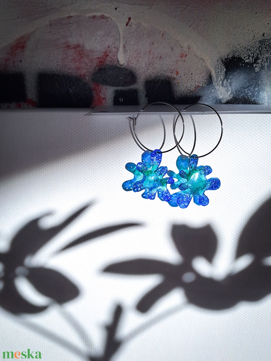 Amőba fülbevaló - fenntartható ékszer - ékszer - fülbevaló - lógó fülbevaló - Meska.hu