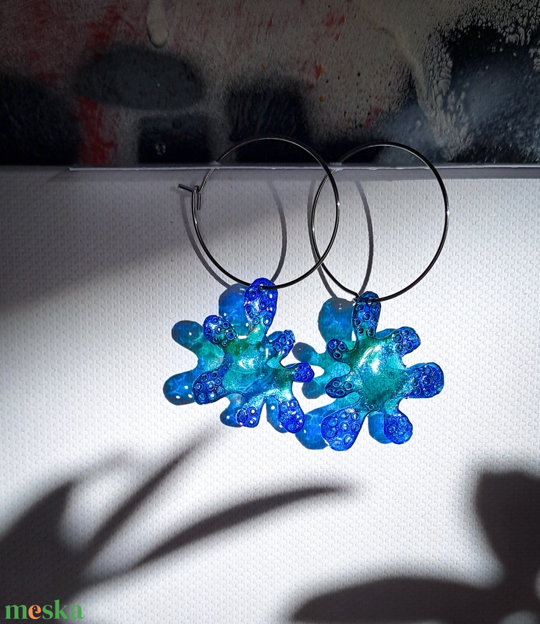 Amőba fülbevaló - fenntartható ékszer - ékszer - fülbevaló - lógó fülbevaló - Meska.hu